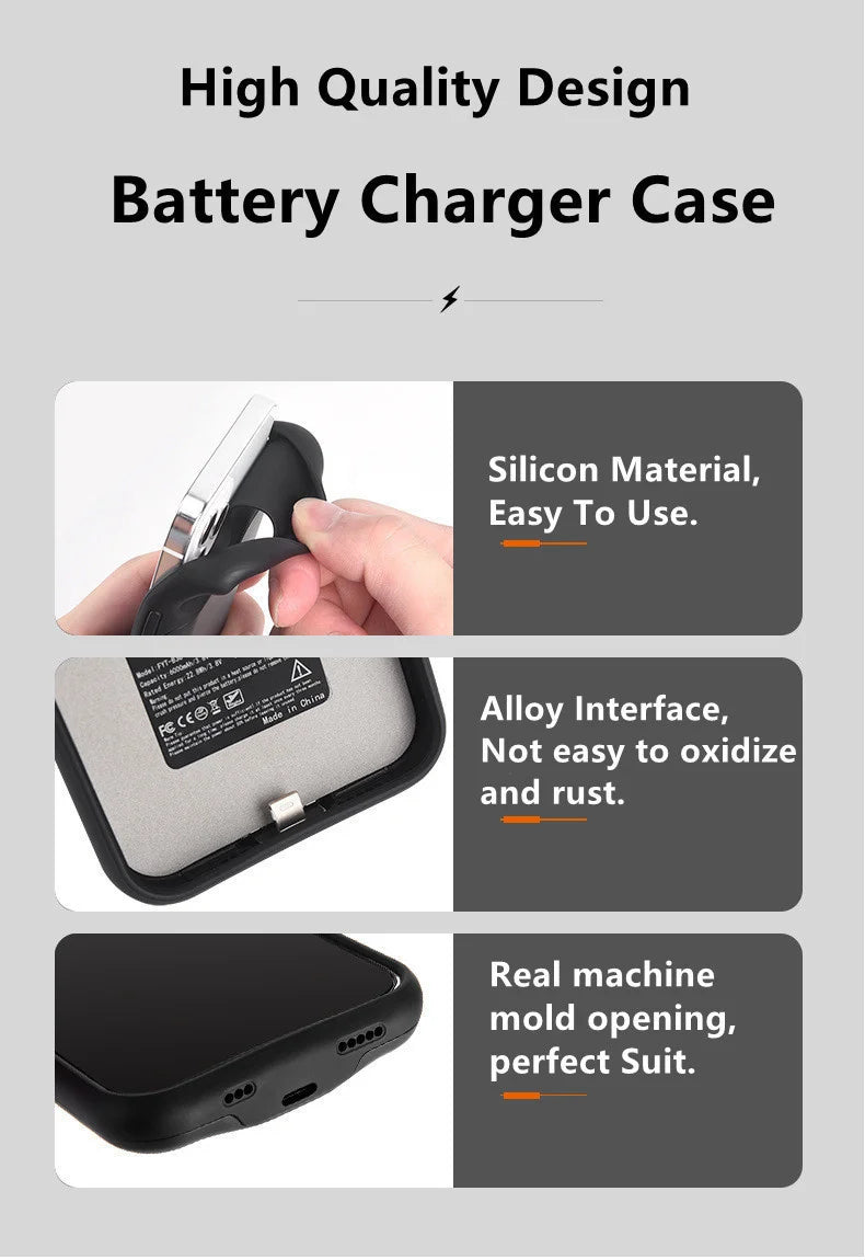 Xilecaly Battery Case For iPhone 15 Pro Max 13 14 Pro 12 Mini Power Bank Charging Power Case For iPhone XS Max XR 7 8 Plus SE2 3