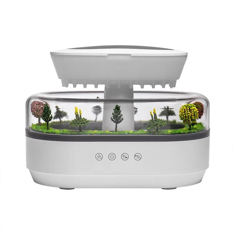 Rain Humidifier Ultrasonic Rainfall Humidifier with Simulated Water Drop Effect Quiet Air Humidifier for Bedroom Office