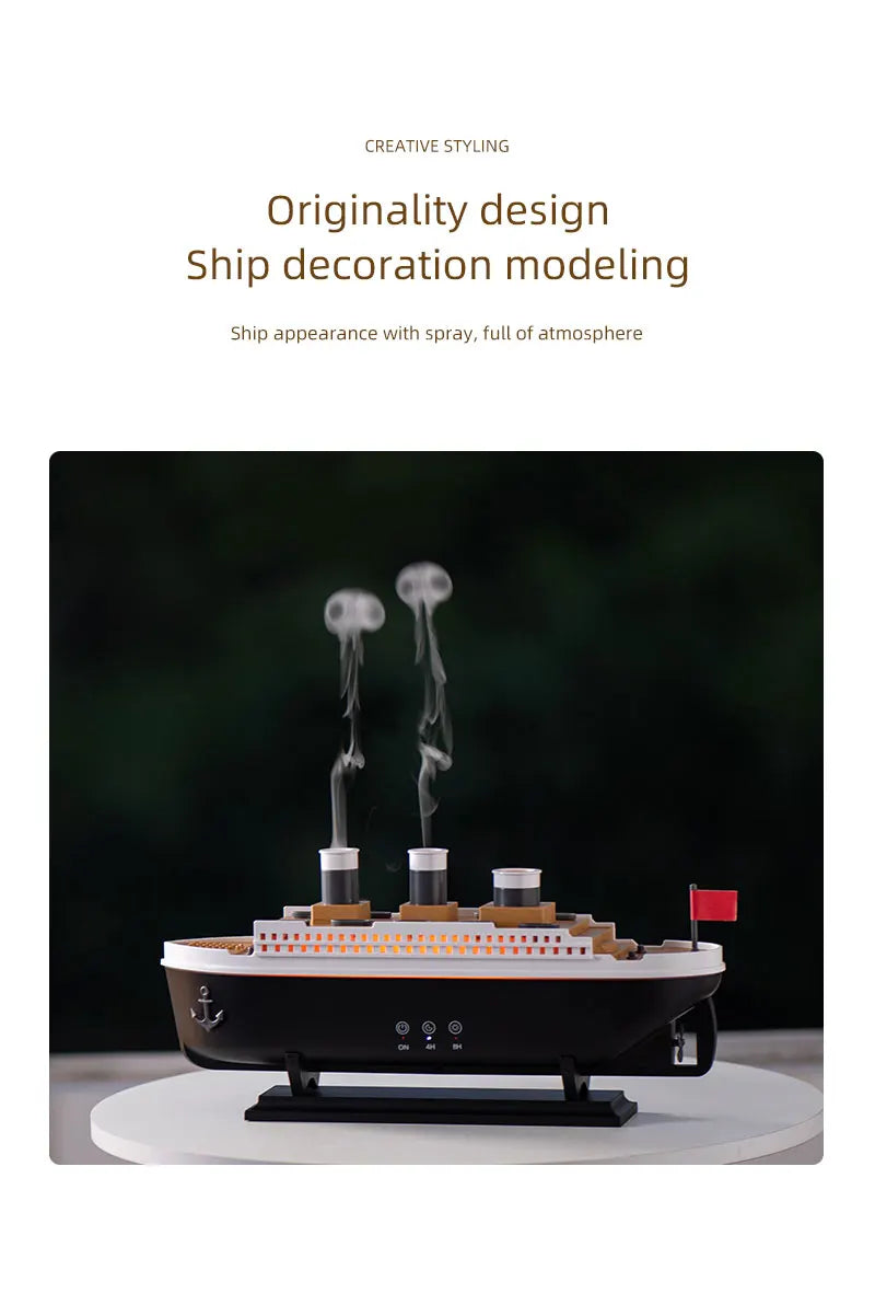 Retro Ship Air Humidifier Ultrasonic Aromatherapy Diffusers Mist Maker Fragrance Essential Oil Aroma Difusor Remote control