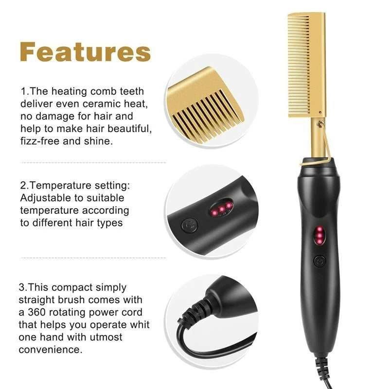New Multi-functional Electric Copper Hair Straightener