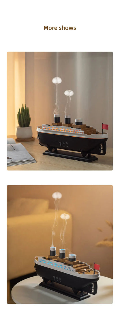 Retro Ship Air Humidifier Ultrasonic Aromatherapy Diffusers Mist Maker Fragrance Essential Oil Aroma Difusor Remote control