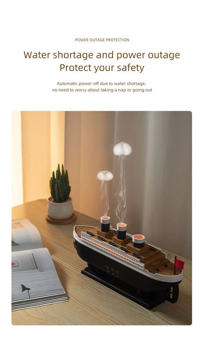 Retro Ship Air Humidifier Ultrasonic Aromatherapy Diffusers Mist Maker Fragrance Essential Oil Aroma Difusor Remote control