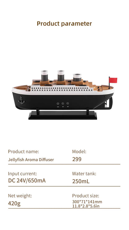 Retro Ship Air Humidifier Ultrasonic Aromatherapy Diffusers Mist Maker Fragrance Essential Oil Aroma Difusor Remote control