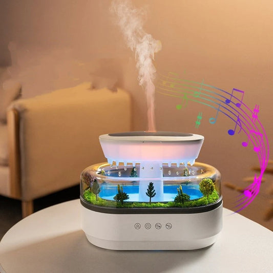 Rain Humidifier Ultrasonic Rainfall Humidifier with Simulated Water Drop Effect Quiet Air Humidifier for Bedroom Office