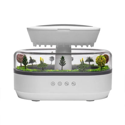 Rain Humidifier Ultrasonic Rainfall Humidifier with Simulated Water Drop Effect Quiet Air Humidifier for Bedroom Office